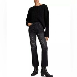 All Saints Evie Embellished High Waist Straight Leg Jeans